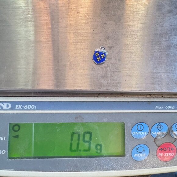 VTG 800 Silver Wiesbaden Blue White Yellow Enamel Shield Charm Size 0.75" Length - Picture 7 of 7